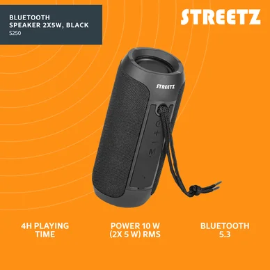 Streetz S250, Bluetooth Högtalare 2x5W, svart