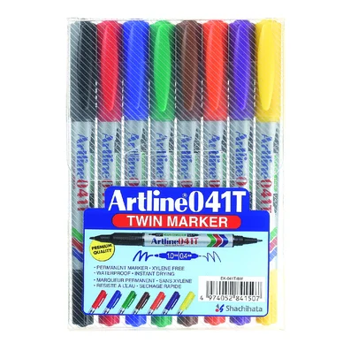 Märkpenna Artline EK-041T Twin Marker set med 8 färger