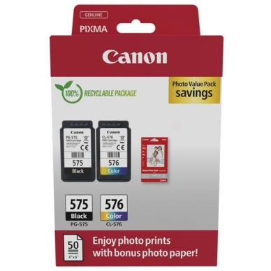 Canon Multipack PG-575 + CL-576 + 50 ark fotopapir 5438C004