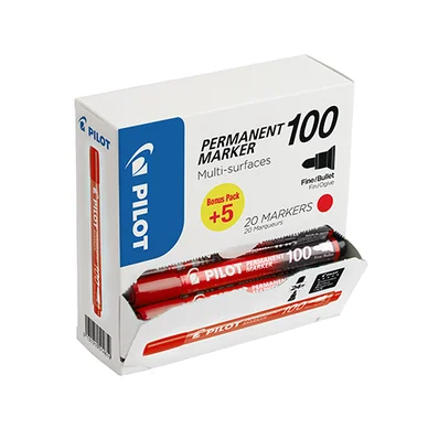 Pilot Märkpenna 100, Röd, Fine (20)