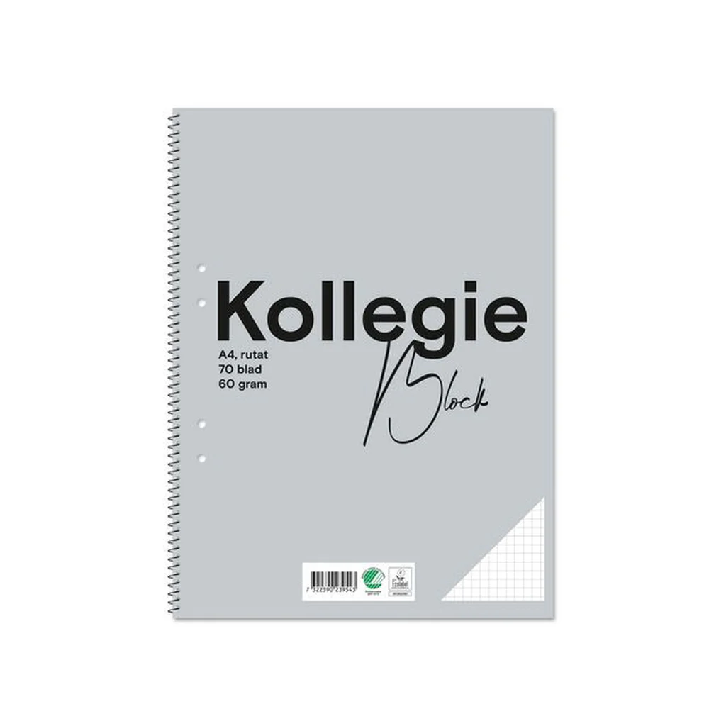 Kollegieblock A4 60 g rutat, 10 st