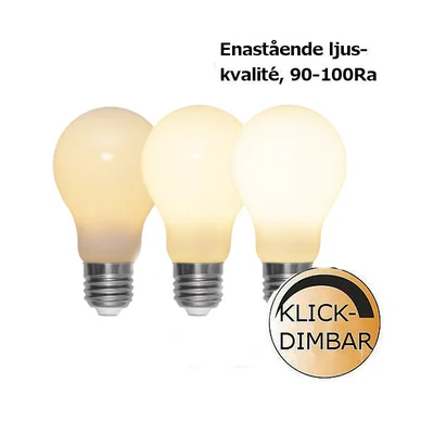 Klick-Dimbar LED lampa opal 2700K 600lm E27 6,5W Klick-Dimbar LED lampa opal 2700K 600lm E27 6,5W