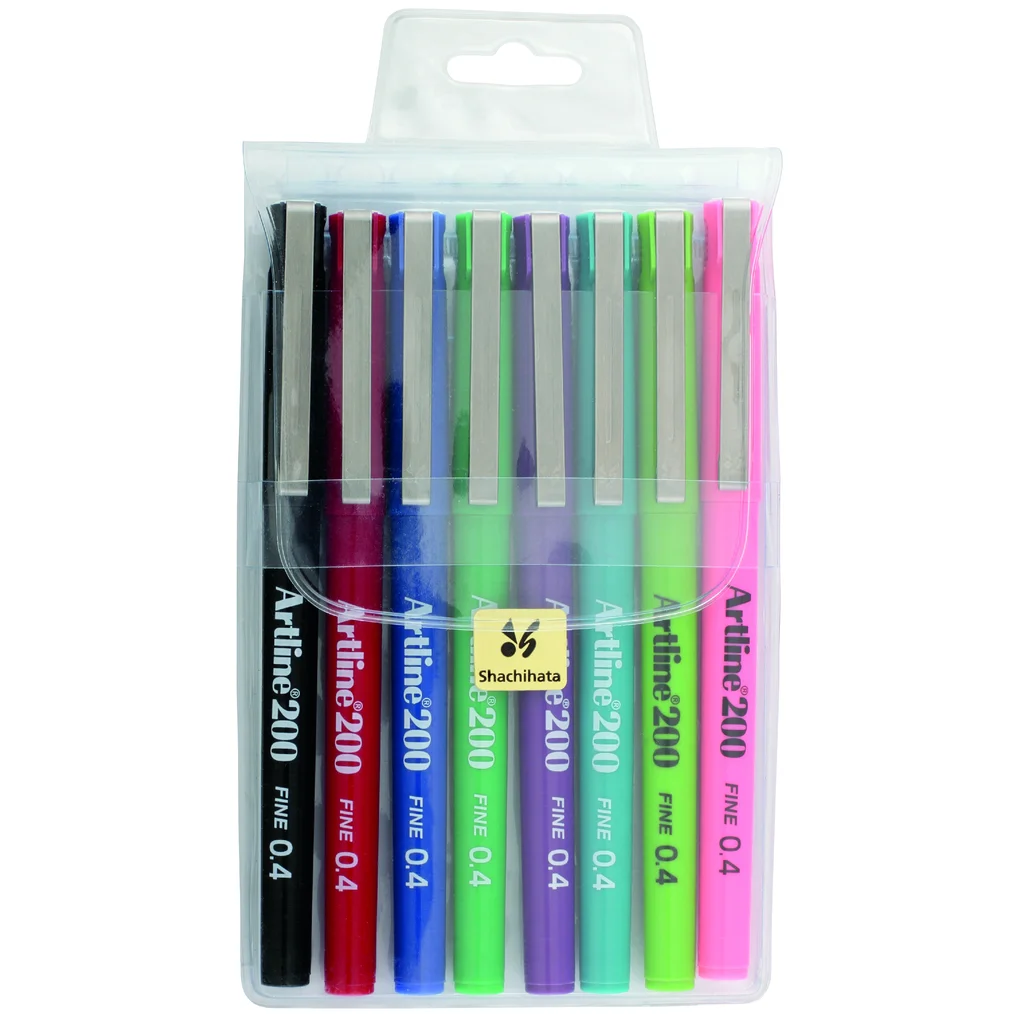 Fineliner Artline EK-200 F 0.4 set med 8 färger