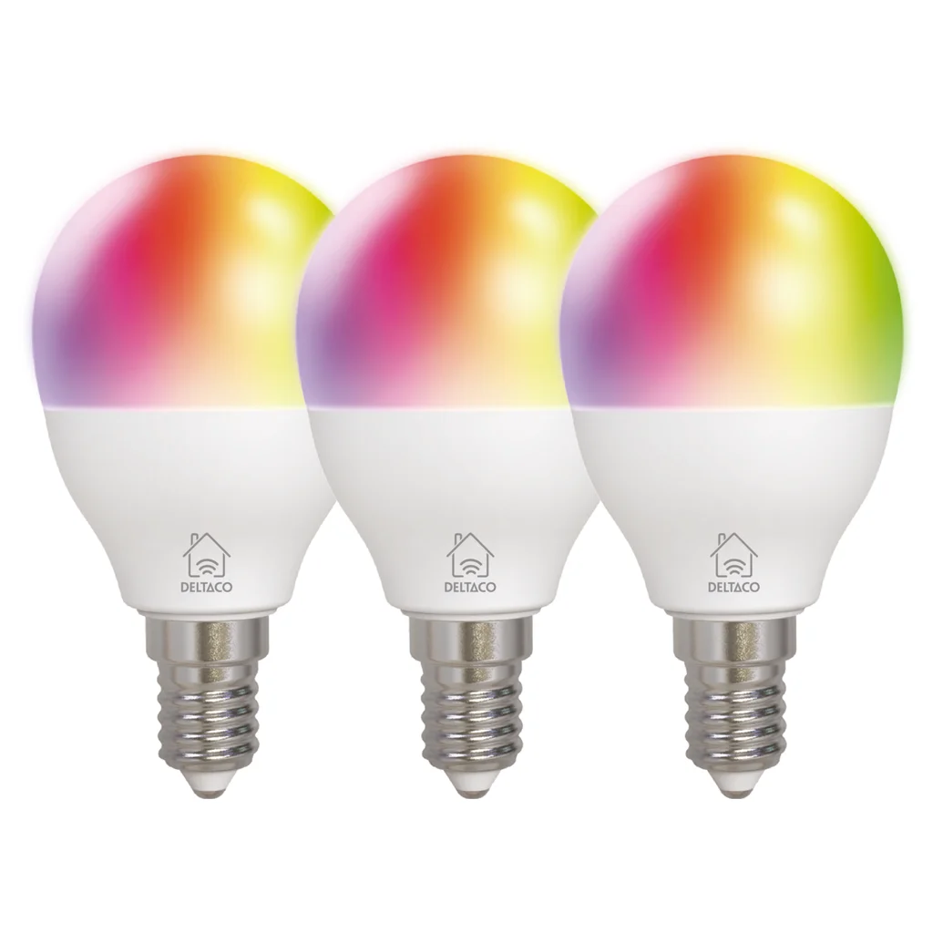 Smart Home RGB-lampor, E14, G45, 5W, miniglobe, 3-pack