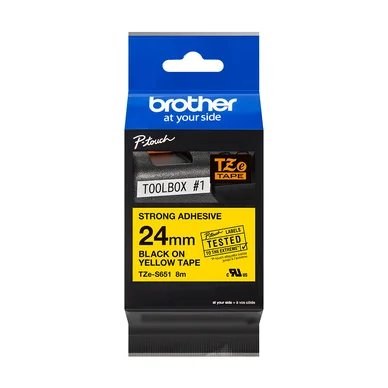 Brother TZeS tape 24mmx8m strong black/yellow TZeS651 Modsvarer: N/A