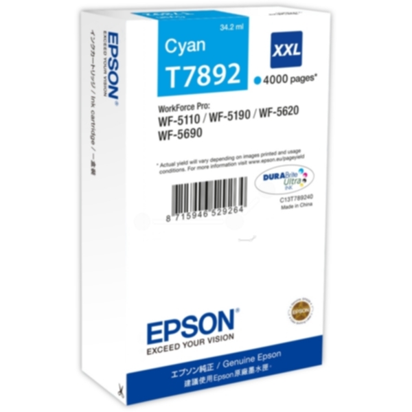 Epson T7892 Bläckpatron Cyan
