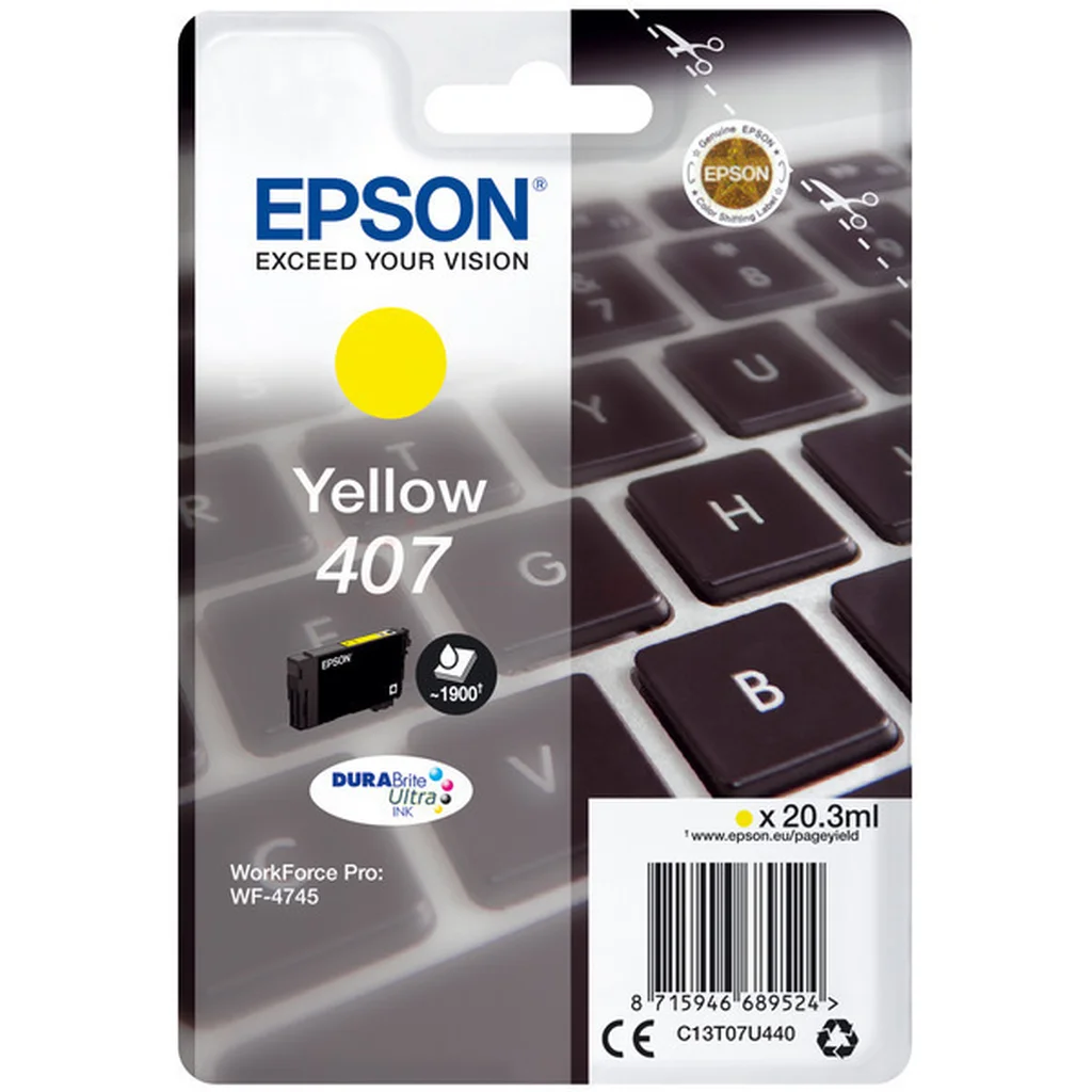 Epson 407 Bläckpatron Gul
