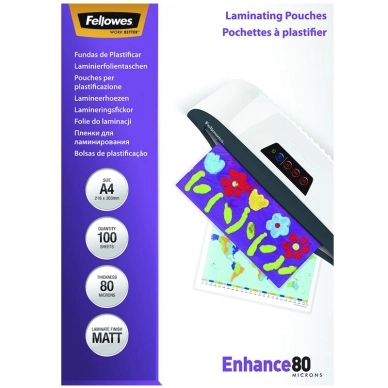 Fellowes Lamineringslommer A4 80 mic. 100/pk, Mat 5452103 Modsvarer: N/A