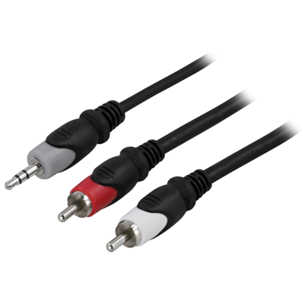 DELTACO Ljudkabel 3,5 mm ha - 2 x RCA ha 5 m