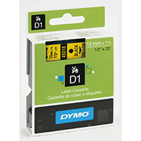 Schriftband Dymo D1 12 mm, schwarz auf gelb