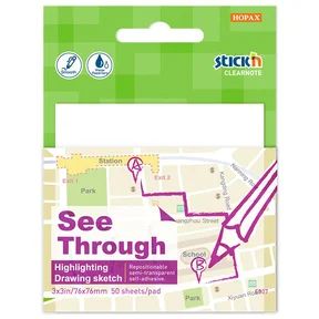 Stick'n Clearnote Vit 76x76mm 50 Blad