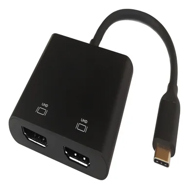 MST-hubi, USB-C, 2 x 4K 60 Hz, HDMI x 2, 0,1 m, musta