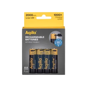 Aqiila Laddningsbar USB-C Batteri AA 1,5V 2000mAh 4-pack
