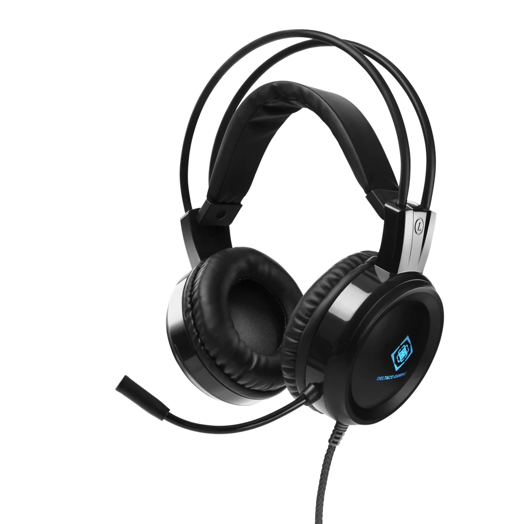 Deltaco DH110 Gaming Headset 50mm, LED, svart