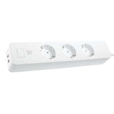 DELTACO Smart Home haaroituspistorasia, 3xCEE 7/3, USB-A , valkoinen SH-P03USB2 Vastaa: N/A