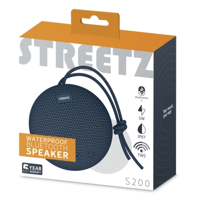 Streetz Vattentålig BT högtalare, TWS, IPX7, 5W, blå