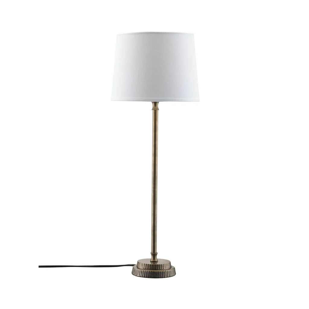 Kent Bordslampa med Vit skärm & Mässingfärgad fot