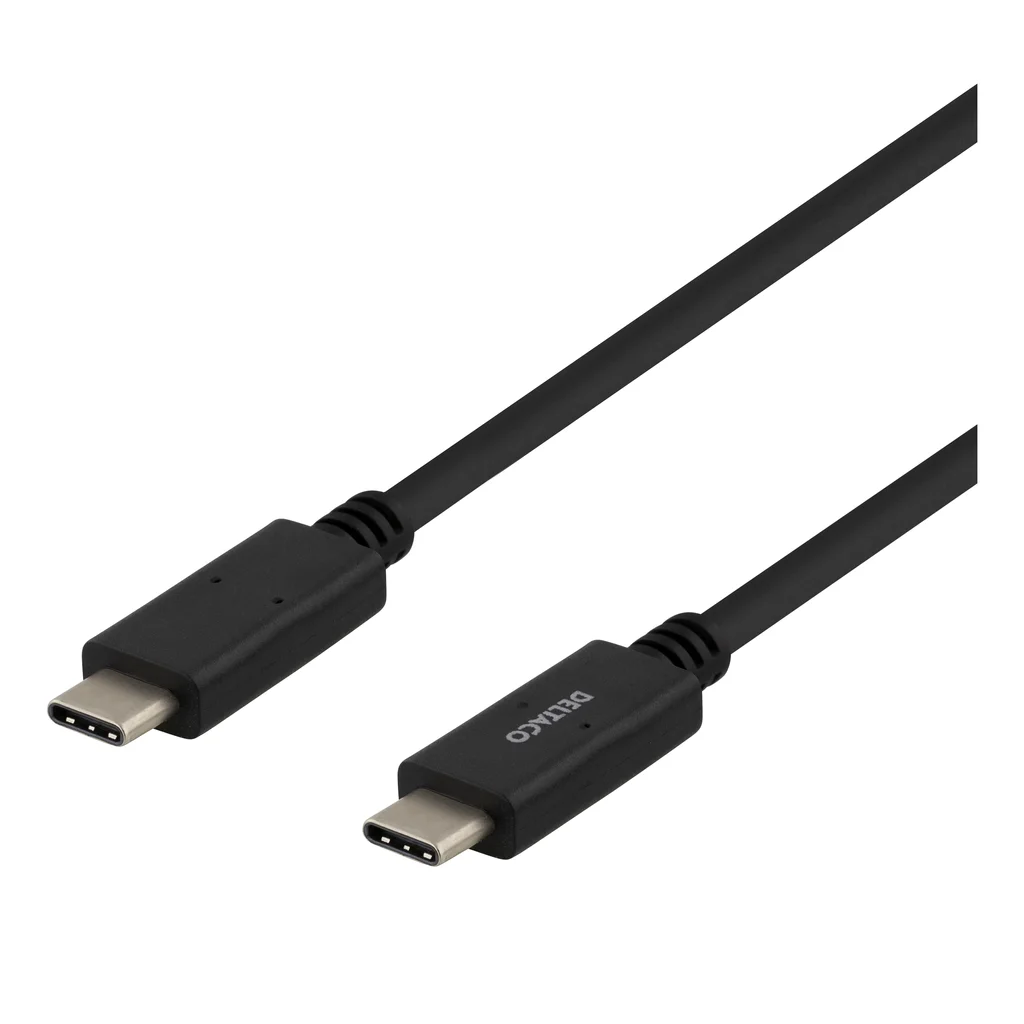Deltaco Laddningskabel USB-C till USB-C, 1 m, svart