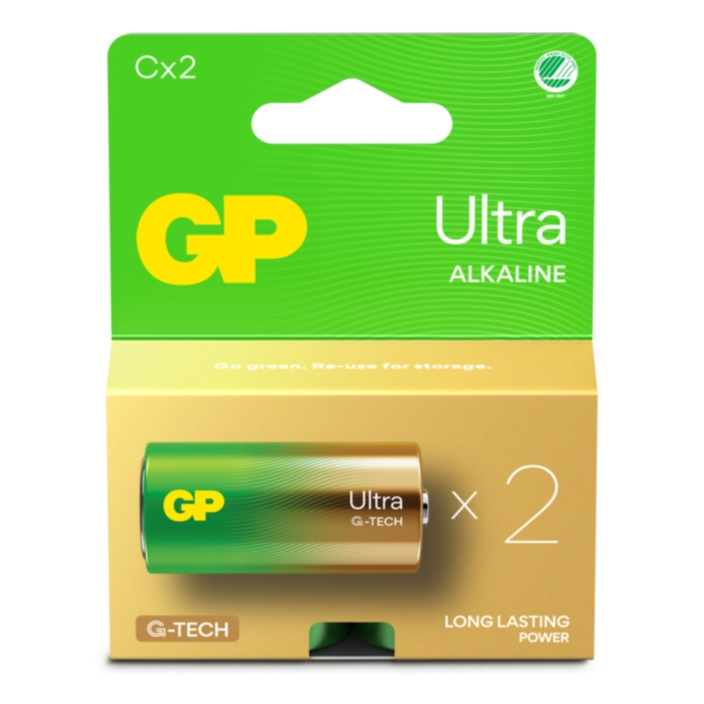 GP BATTERIES GP Ultra Alkaline Batteri C/LR14/14AU 2-pakk Batterier og ladere,Alkaliske batterier