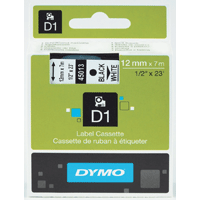 Ruban à étiqueter Dymo D1 12 mm, noir sur blanc