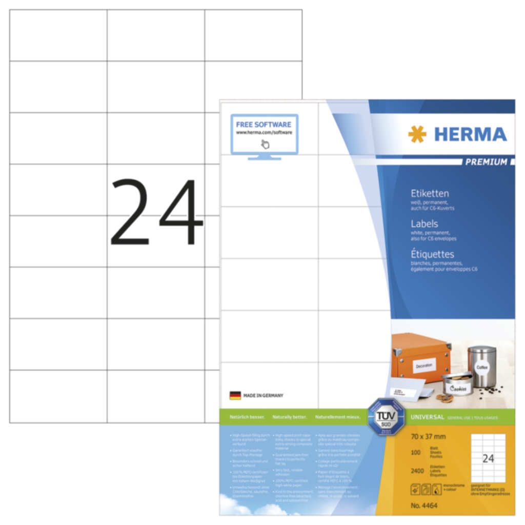 Etikett HERMA Premium A4 70x37 (100)