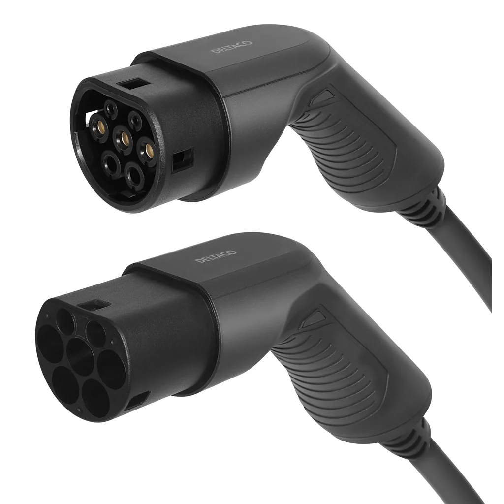 Deltaco laddkabel typ 2 - typ 2, 3 fas, 16A, 10m