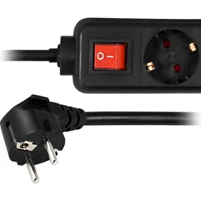 DELTACO grenuttag 6xCEE 7/4 1xCEE 7/7 brytare 1,5m svart