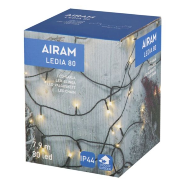 Airam Ledia 80 Varmvit IP44 Mörk Sladd