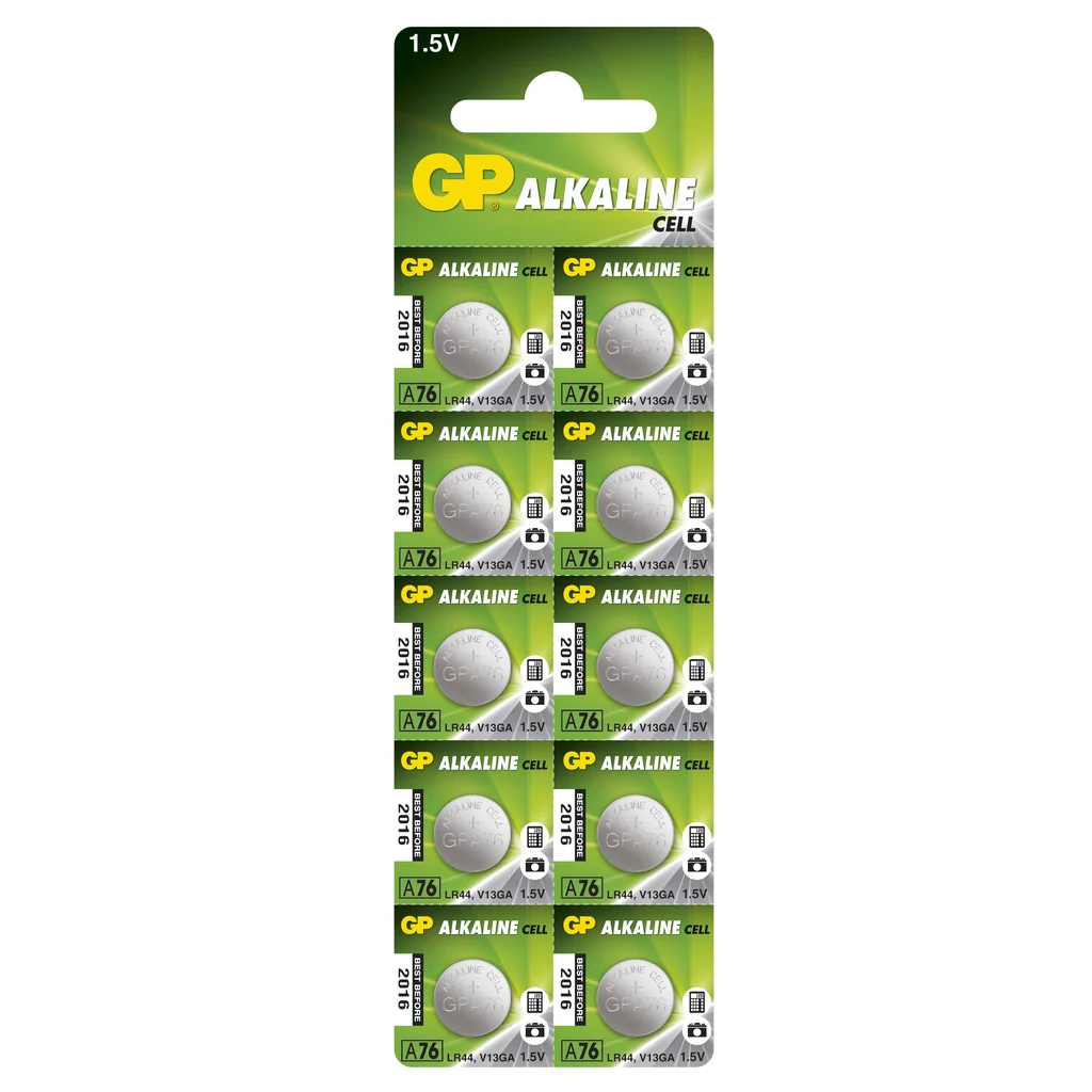 GP knappcell 1,5V, LR44/A76, 10-pack