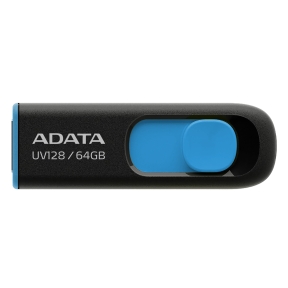 64GB UV128 USB 3.0 Memory Pen, Retractable, Black & Blue