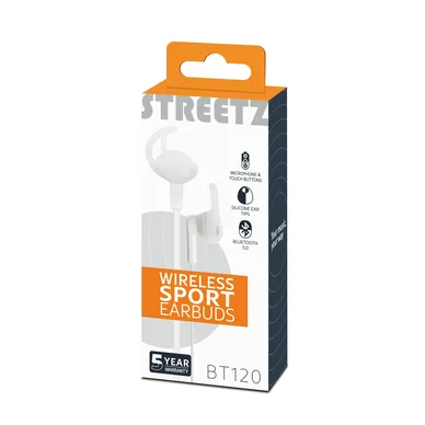 Streetz Stay-in-ear Bluetooth hörlurar, vit