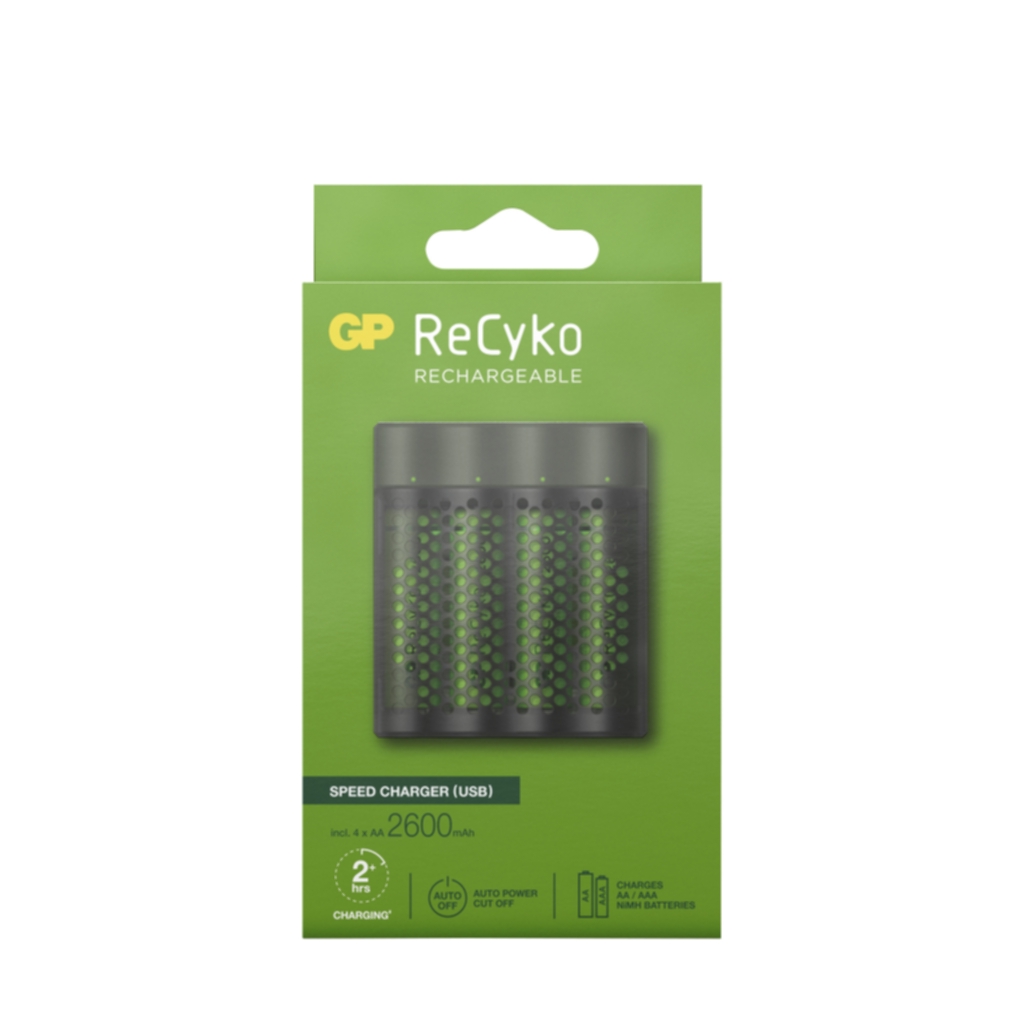 GP BATTERIES GP BATTERIES GP ReCyko Speed-batterilader (USB) inkl. 4st AA 2600mAh Batterier og ladere,Batteriladere