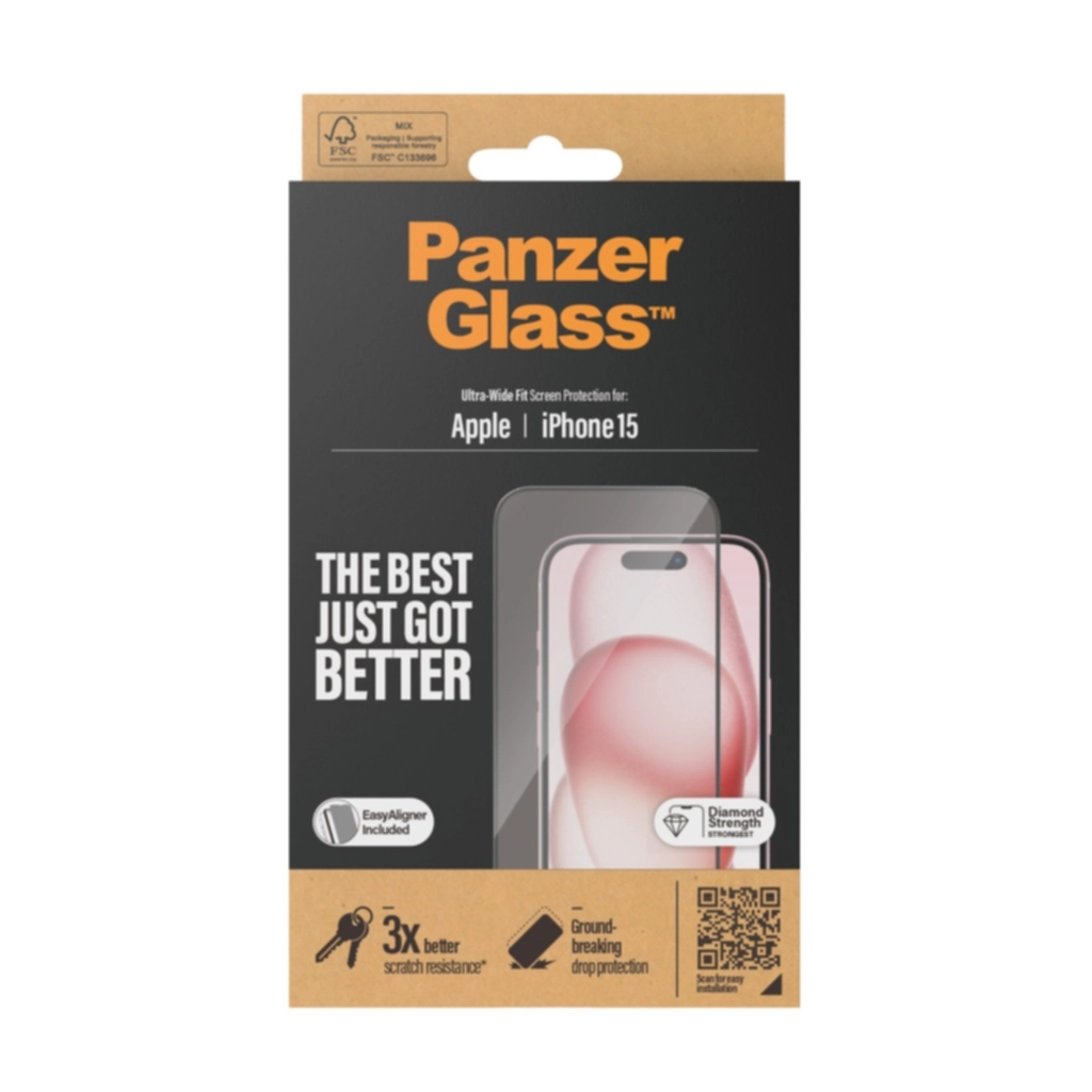 Panzerglass Skjermbeskytter iPhone 15 Ultra-Wide Fit EasyAligner Skjermbeskyttere,Elektronikk