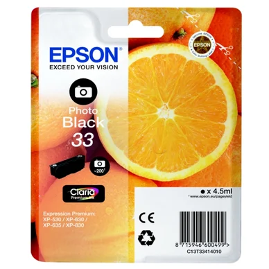 Epson Epson 33 Blækpatron sort foto T3341 Modsvarer: N/A