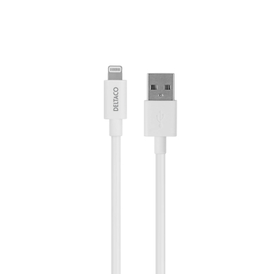 DELTACO Deltaco Ladekabel USB-A til Lightning, 3 m, hvid 7333048056535 Modsvarer: N/A