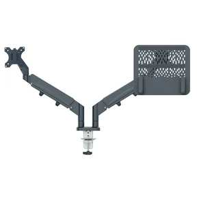Bras double pour écran et ordinateur portable Leitz Ergo à faible encombrement Gris foncé