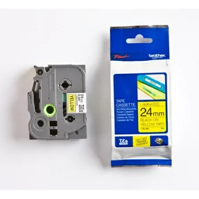 24 mm tape, svart tekst på gul, laminert, 8 m