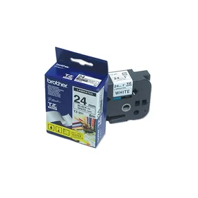 24 mm tape, svart tekst med hvit bunn, laminert, lengde 8m