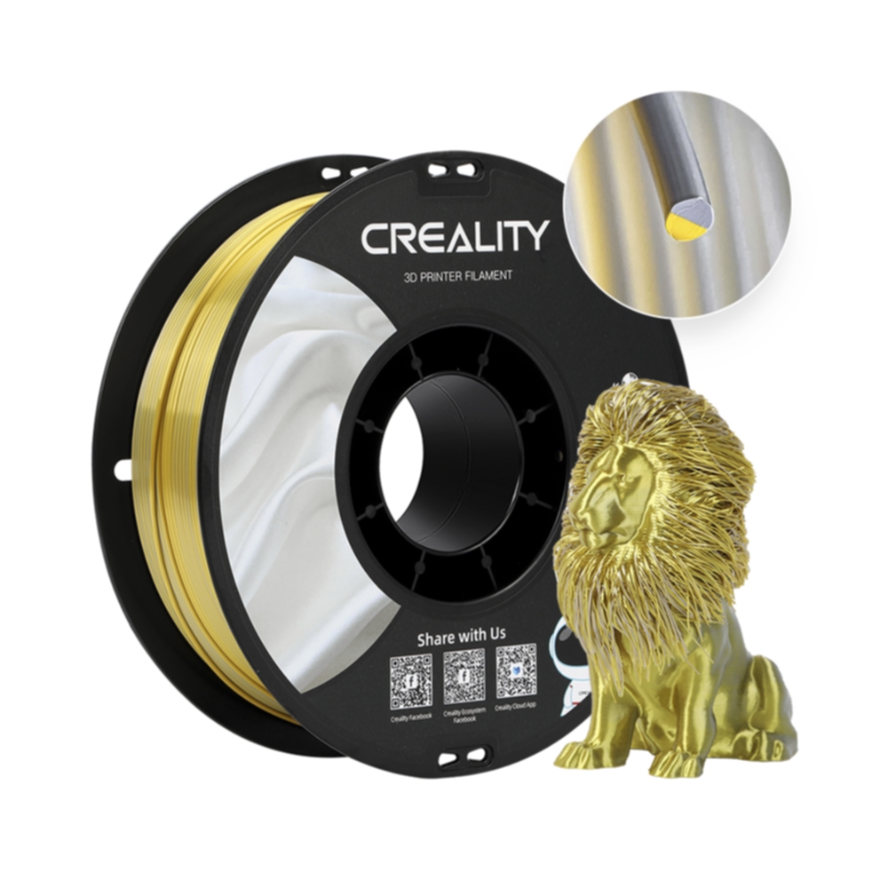Creality Creality Creality CR-PLA Silk - 1.75mm - 1kg Gull/Sølv PLA-filament,3D skrivarförbrukning