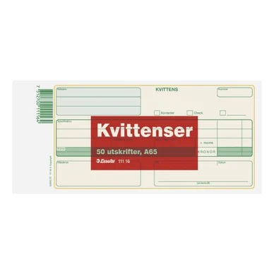 Blankett kvittens A65(210x105)50st&nbsp;