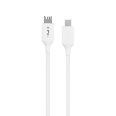 DELTACO Deltaco Ladekabel USB-C til Lightning, 2 m, hvid 7333048055828 Modsvarer: N/A
