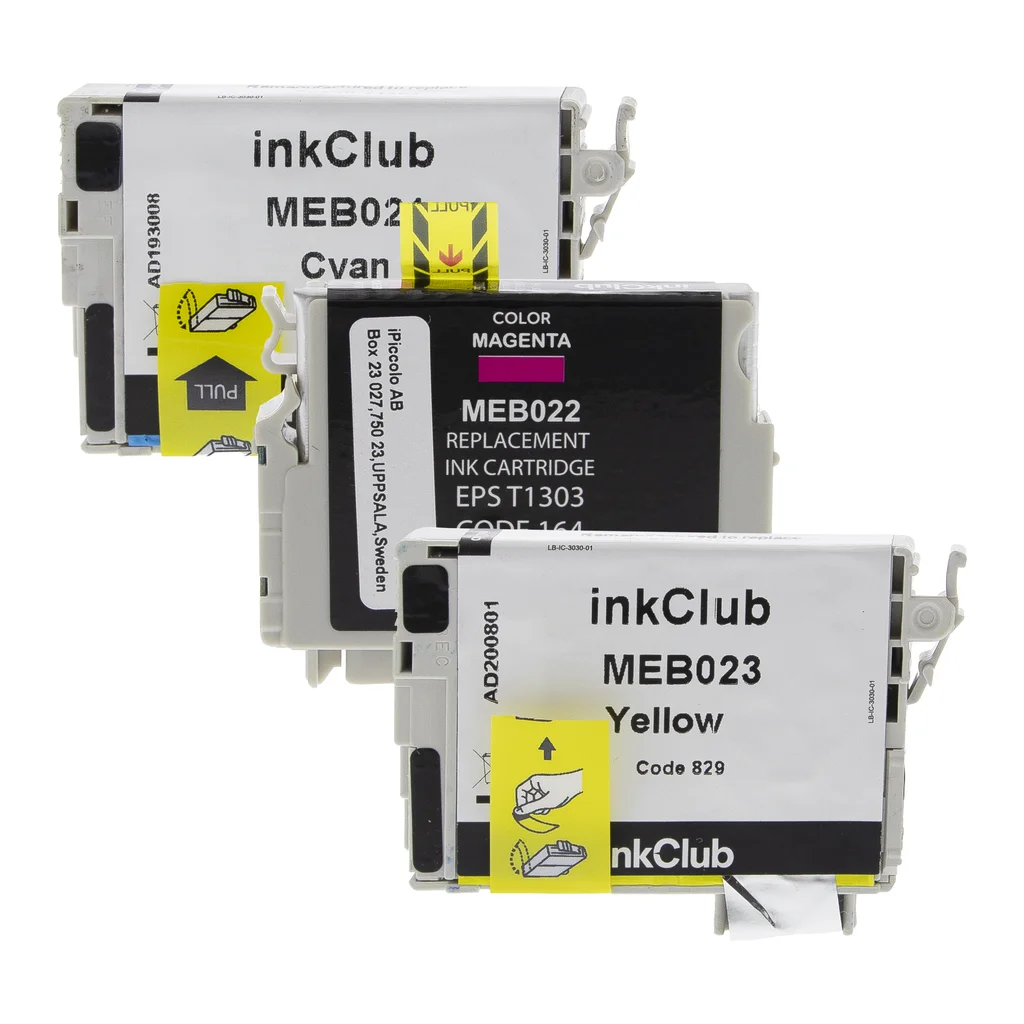 inkClub Multipack färgpatroner - ersätter Epson T1306 C/M/Y XL MEB02-3 ersätter T1306