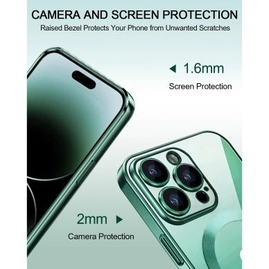 Turtos alt Mobildeksel MagSafe Transparent iPhone 15 Pro, Green