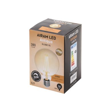 AIRAM alt LED-pære E27 G95 dimmbar 2200K 360 lumen