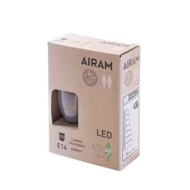 AIRAM alt LED Kronlampa E14 5W 2700K 470 lumen 2-pack