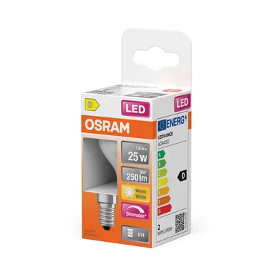 OSRAM LED Kugle 25 Dæmpbar Mat 1,8W 827 E14 4099854443916 Modsvarer: N/A