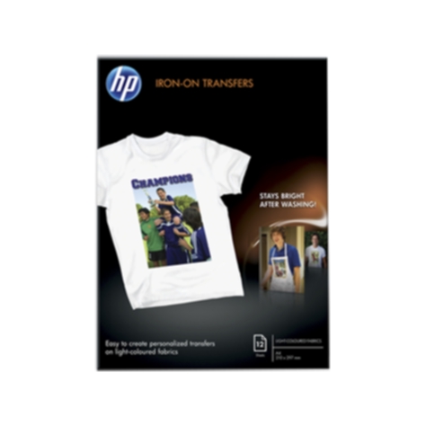 HP T-shirt transfer hvit A4 12 ark