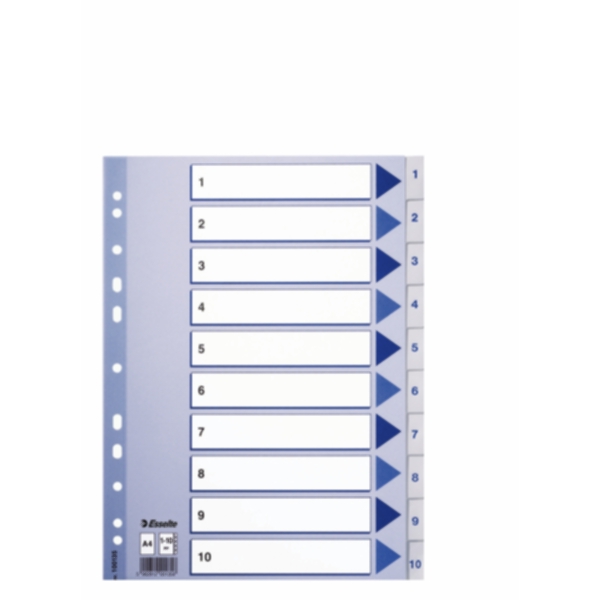 Register Non-Stop A4/1-10 rubrikblad vit