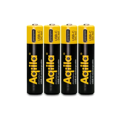 Aqiila Laddningsbar USB-C Batteri AAA 1,5V 600mAh 4-pack