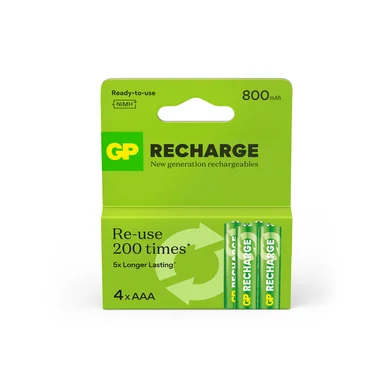 GP BATTERIES GP Recharge AAA-batteri 800mAh 4-pak 201259 Modsvarer: N/A